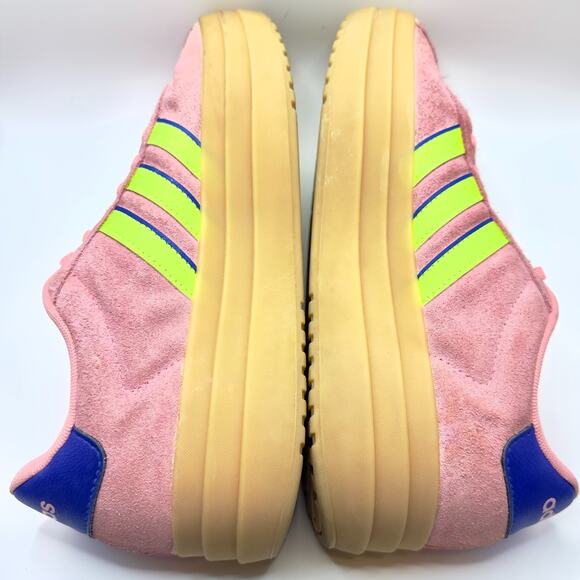 Adidas VL Court Pink Lemon Blue Platform Sneakers Womens Sz 8.5 - Picture 6 of 8